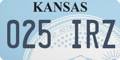 KS license plate 025IRZ