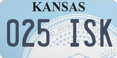 KS license plate 025ISK