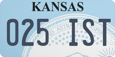 KS license plate 025IST
