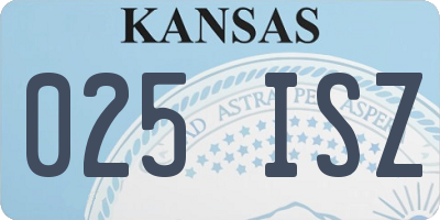 KS license plate 025ISZ