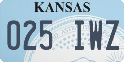 KS license plate 025IWZ