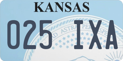 KS license plate 025IXA