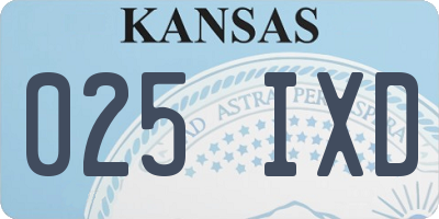 KS license plate 025IXD