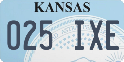 KS license plate 025IXE