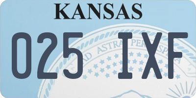 KS license plate 025IXF