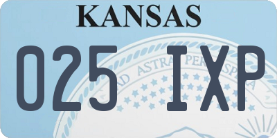 KS license plate 025IXP