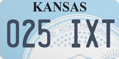 KS license plate 025IXT