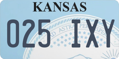 KS license plate 025IXY