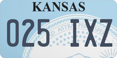 KS license plate 025IXZ
