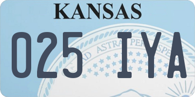 KS license plate 025IYA