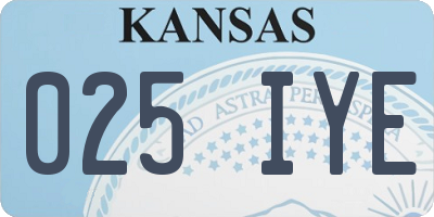 KS license plate 025IYE