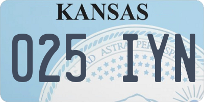 KS license plate 025IYN