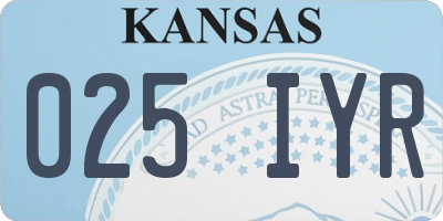 KS license plate 025IYR