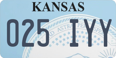 KS license plate 025IYY