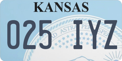 KS license plate 025IYZ