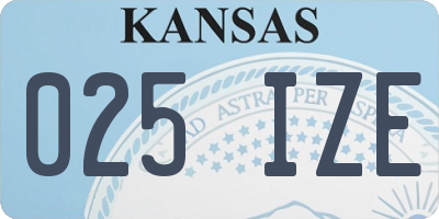 KS license plate 025IZE