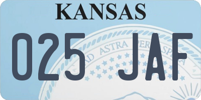 KS license plate 025JAF