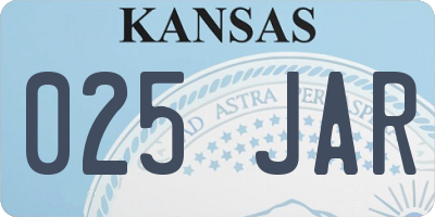 KS license plate 025JAR