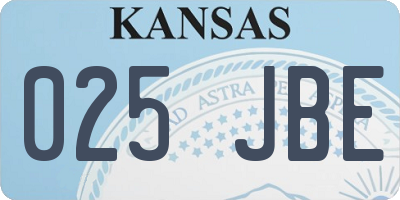 KS license plate 025JBE