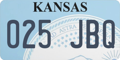 KS license plate 025JBQ