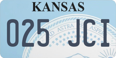 KS license plate 025JCI