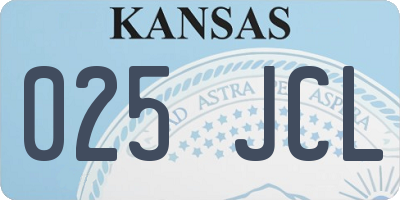 KS license plate 025JCL
