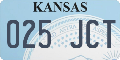 KS license plate 025JCT