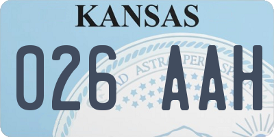 KS license plate 026AAH