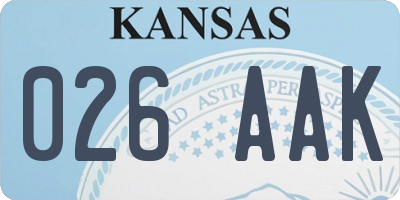 KS license plate 026AAK