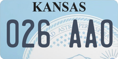 KS license plate 026AAO