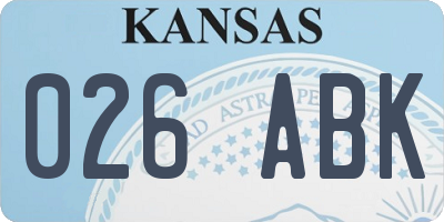 KS license plate 026ABK