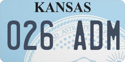 KS license plate 026ADM