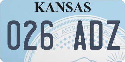 KS license plate 026ADZ