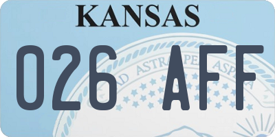 KS license plate 026AFF