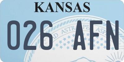 KS license plate 026AFN