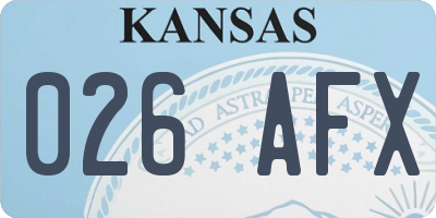 KS license plate 026AFX