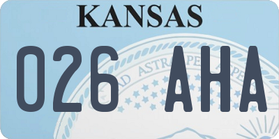 KS license plate 026AHA