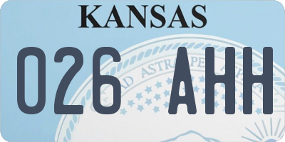 KS license plate 026AHH
