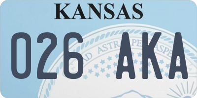 KS license plate 026AKA
