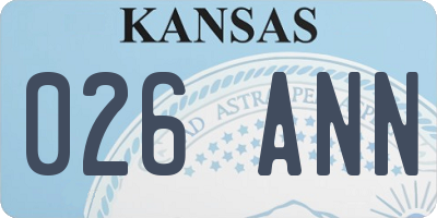 KS license plate 026ANN