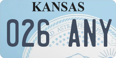 KS license plate 026ANY