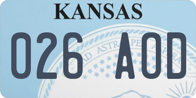 KS license plate 026AOD
