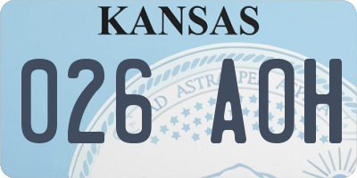 KS license plate 026AOH