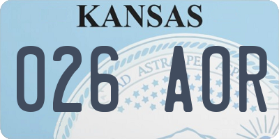 KS license plate 026AOR