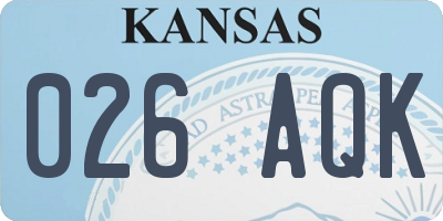 KS license plate 026AQK