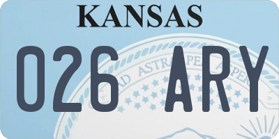 KS license plate 026ARY