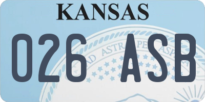 KS license plate 026ASB