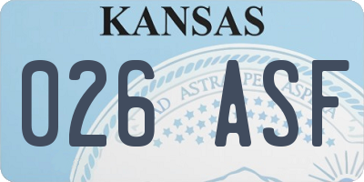 KS license plate 026ASF