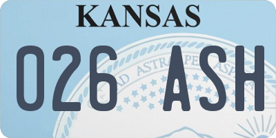 KS license plate 026ASH
