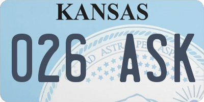 KS license plate 026ASK